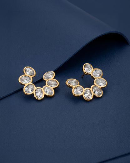 Gold Plated Contemporary Cluster Bold CZ Stud