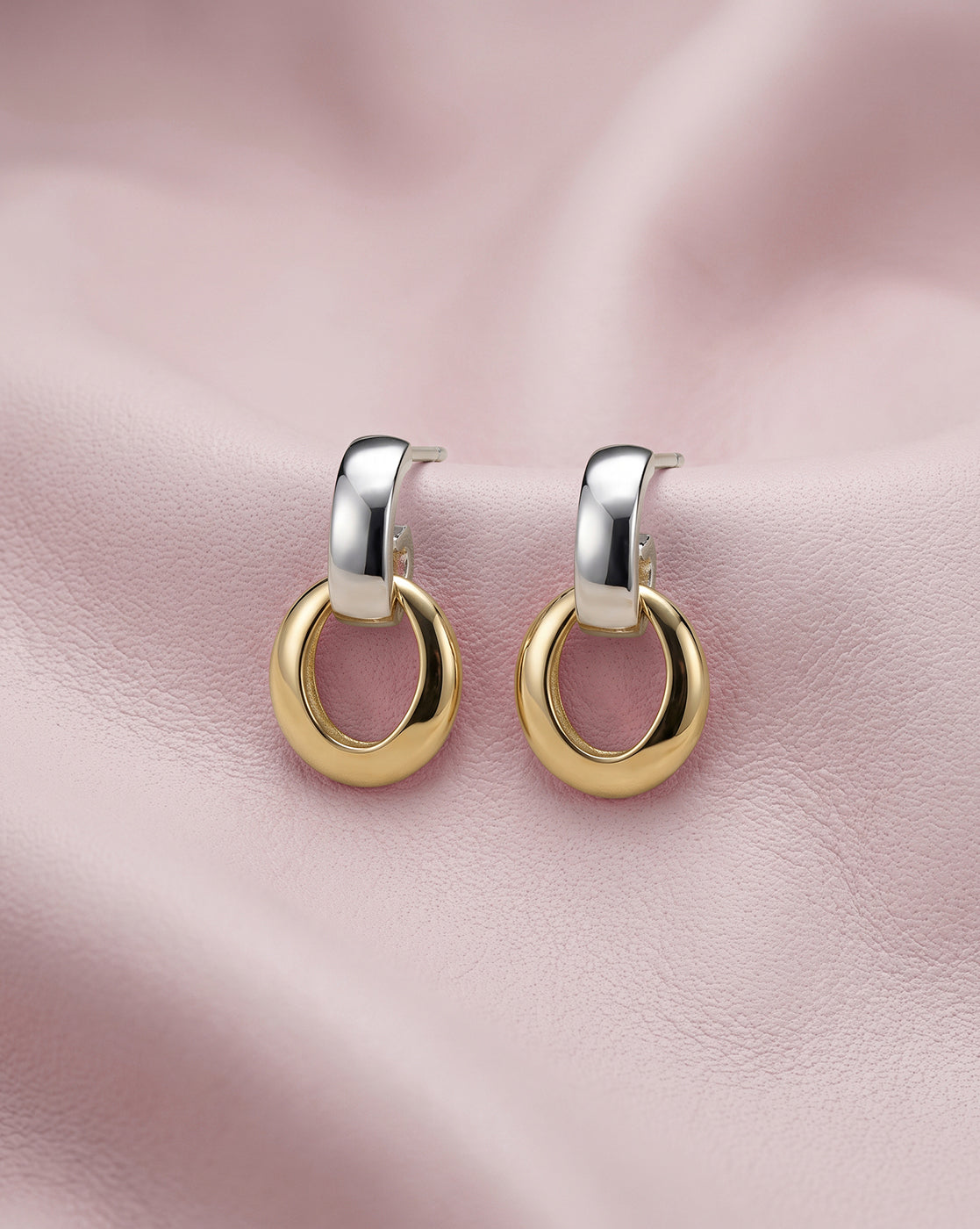 18kt Gold &amp; Rhodium Plated Interlinked Drop Earring