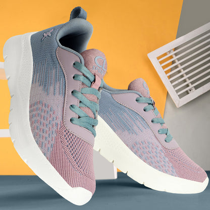 Women Mesh Flyknit Technology Lace-Up Sports Shoes