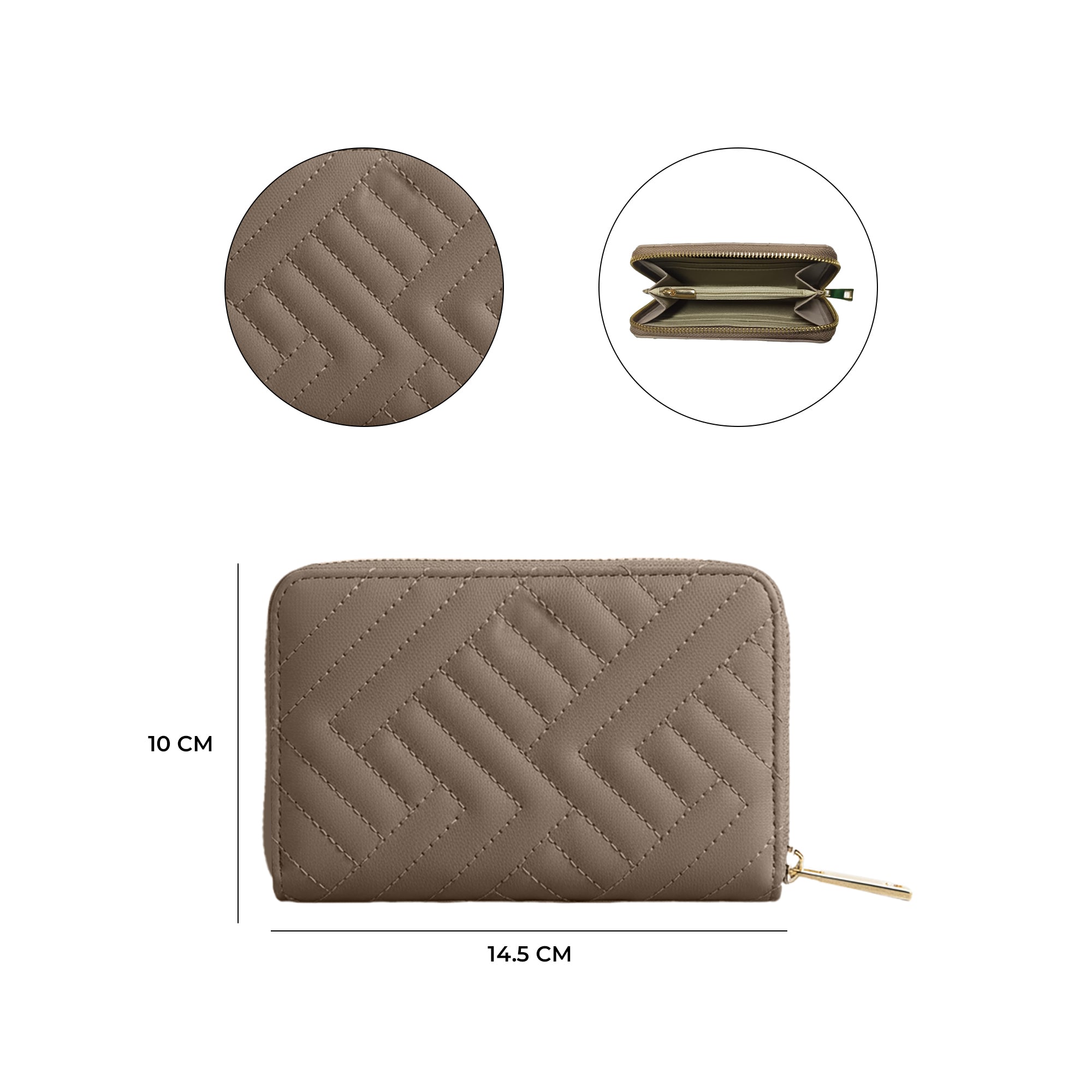 Carlton London Women Estelle Zip Around Textured Wallet with Gold Hardware