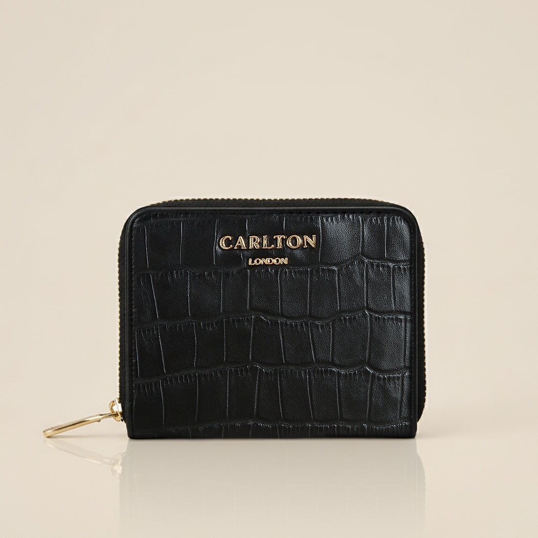 Carlton London Women Estelle Zip Around Textured Wallet with Gold Hardware