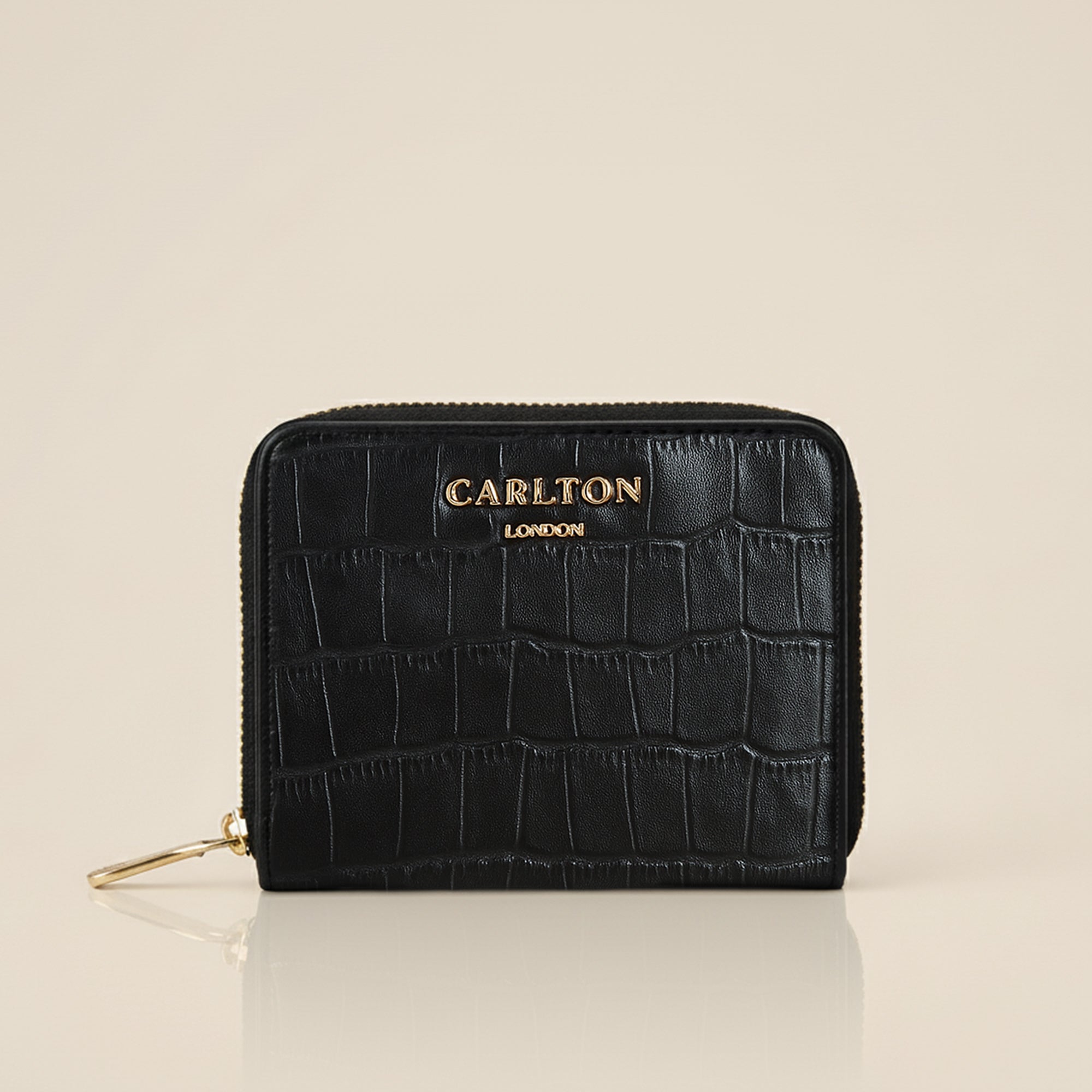 Carlton London Women Estelle Zip Around Textured Wallet with Gold Hardware