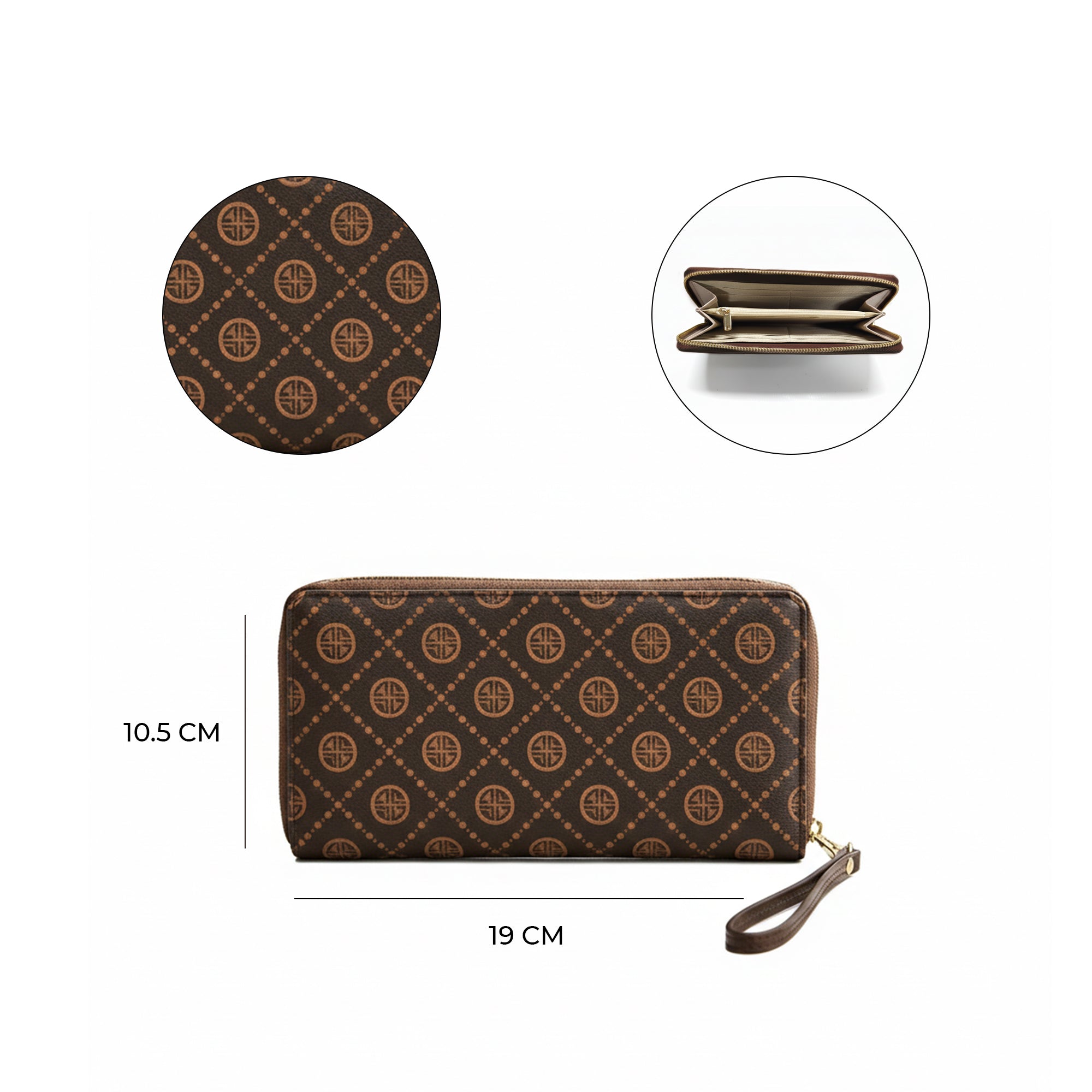 Carlton London Women Printed Zip Around Wallet With Detachable Wrist Strap