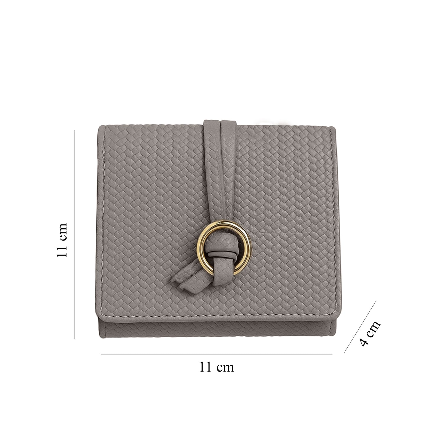Carlton London Women Premium Woven Texture Compact Bifold Wallet with Knotted Metal Ring Accent