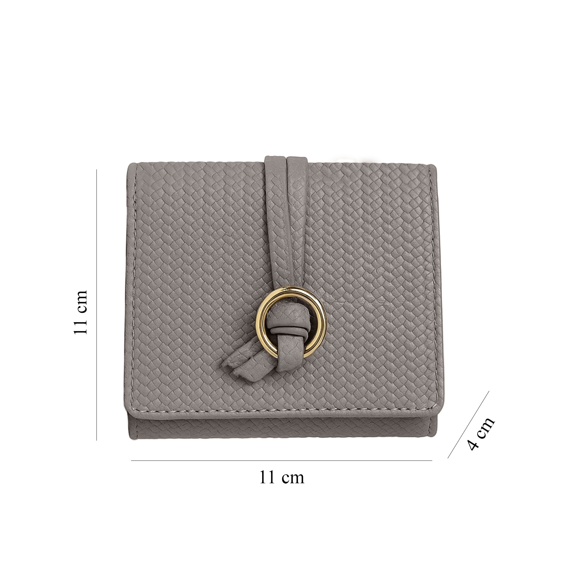 Carlton London Women Premium Woven Texture Compact Bifold Wallet with Knotted Metal Ring Accent