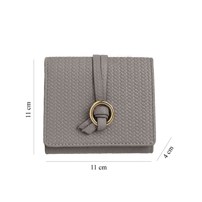 Carlton London Women Premium Woven Texture Compact Bifold Wallet with Knotted Metal Ring Accent