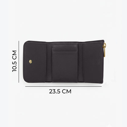 Carlton London Women Tri-Fold Textured Compact Wallet with Gold Hardware