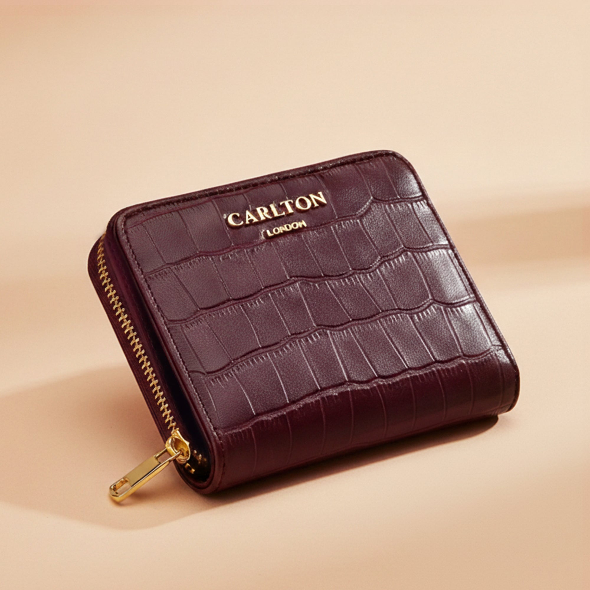 Carlton London Women Estelle Zip Around Textured Wallet with Gold Hardware