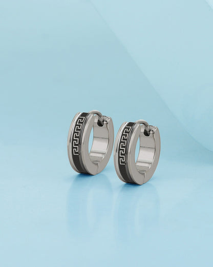 Men Silver Plated Hoop Earring