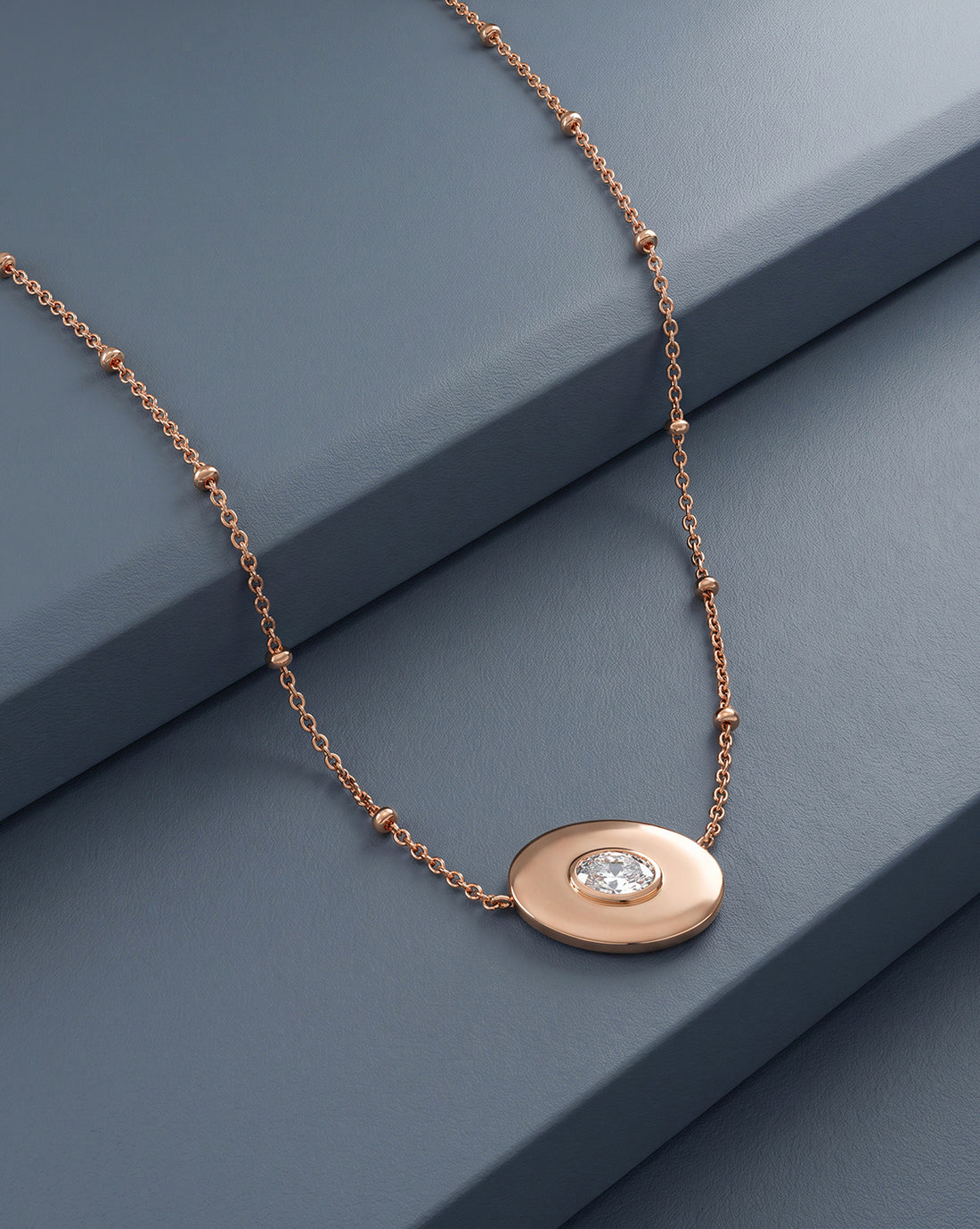 18kt Rose Gold Plated Oval Pendant and Chain