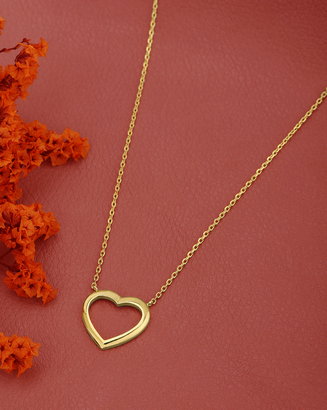 18kt Gold Plated Hi-Polish Heart Pendant Necklace