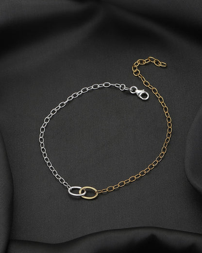 925 Sterling Silver  18kt Gold Plated Rhodium Embalished Anklet