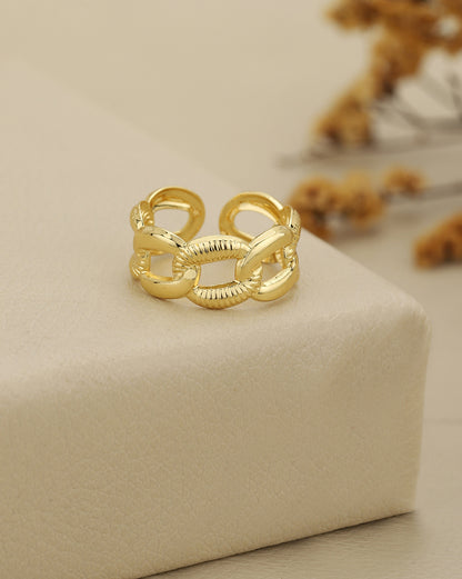 Gold Plated Contemporary Chain Link Adjustable Ring
