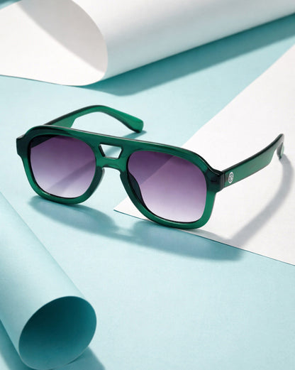 Men Green Toned Grey UV Protected Lens Aviator Sunglasses