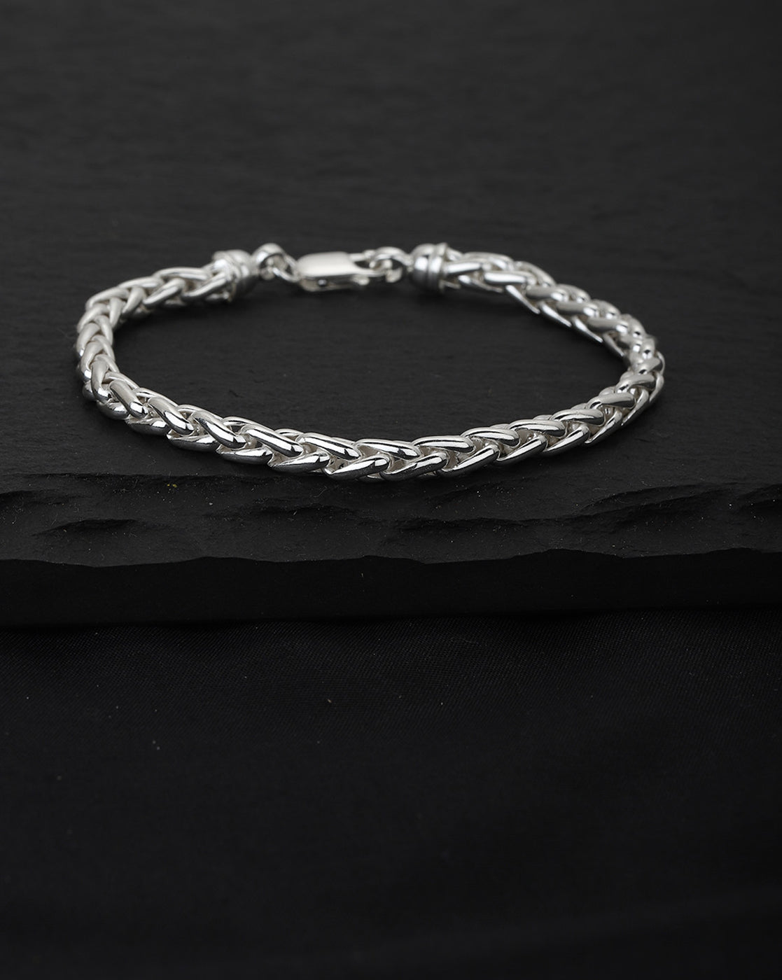 Men Rhodium-Plated Arrow Link Chain Bracelet