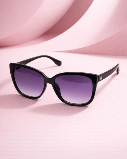Women Black Toned Blue UV Protected Lens Oversized Sunglasses