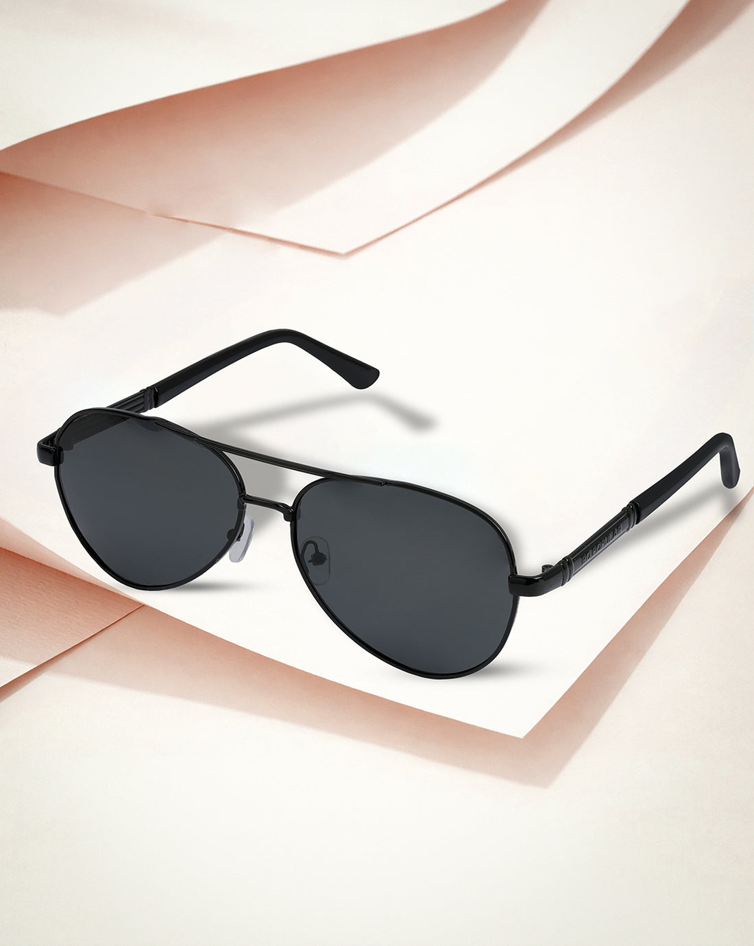 Unisex Black Toned Black Polarised Lens Aviator Sunglasses