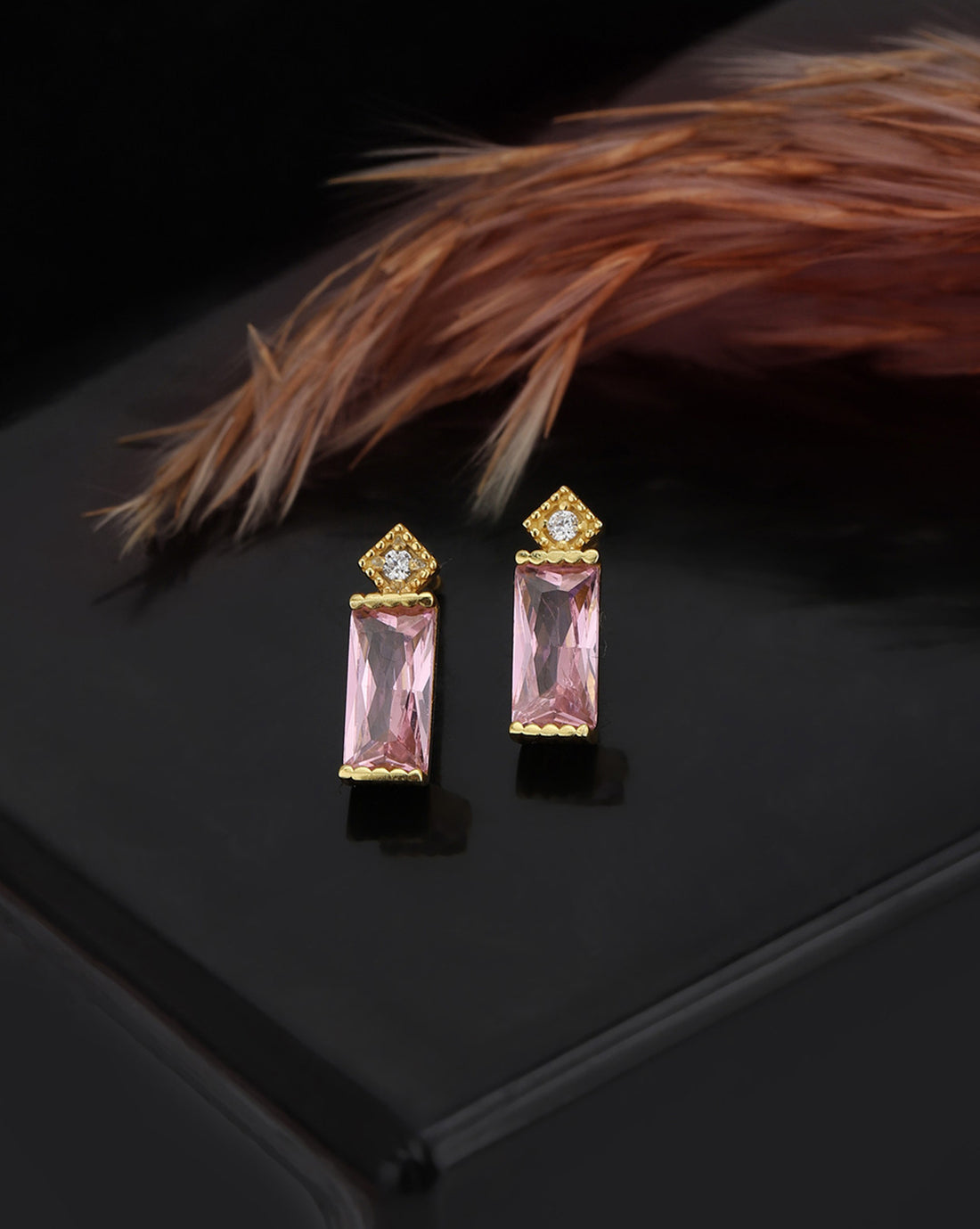925 Sterling Silver 18kt Gold Plated CZ Mini Stud Earring