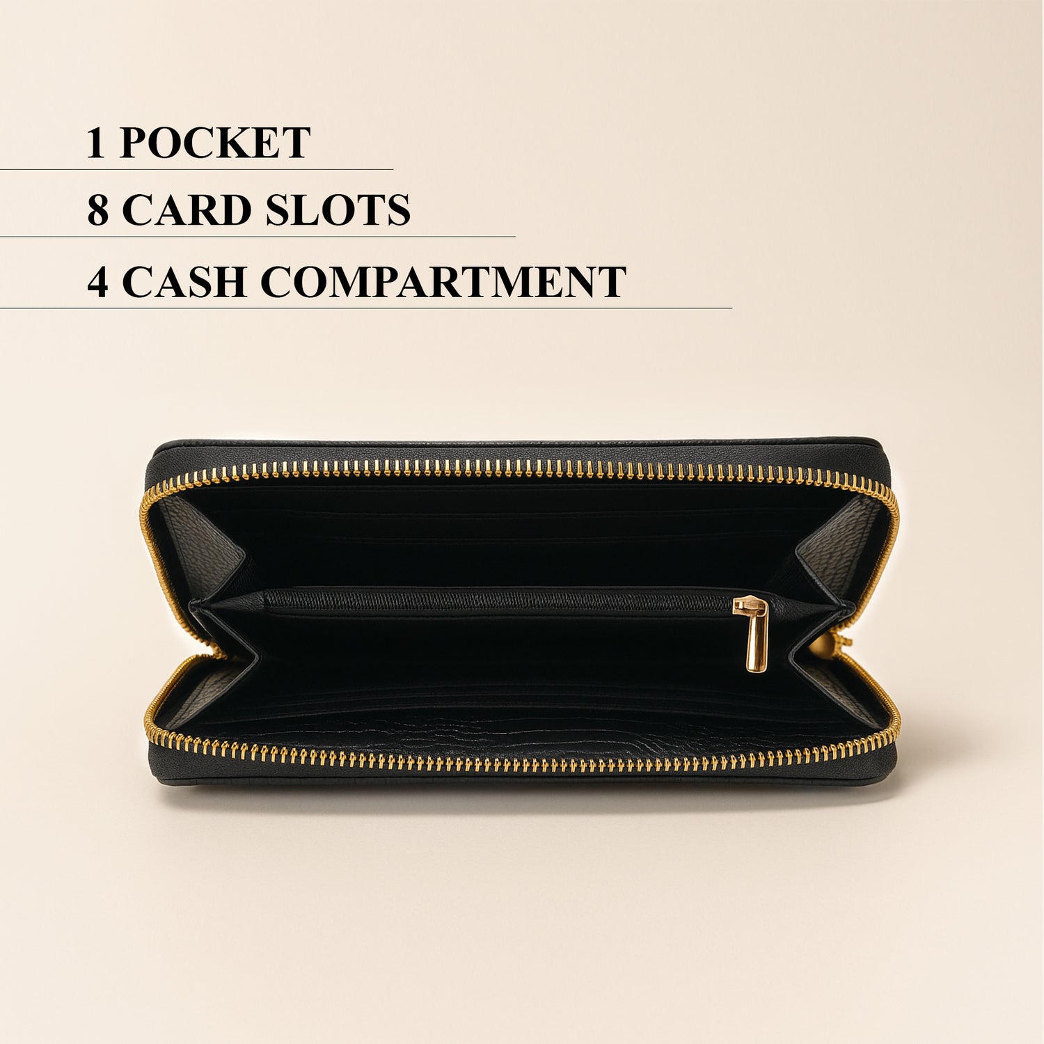Carlton London Women Estelle Zip Around Textured Wallet with Gold Hardware