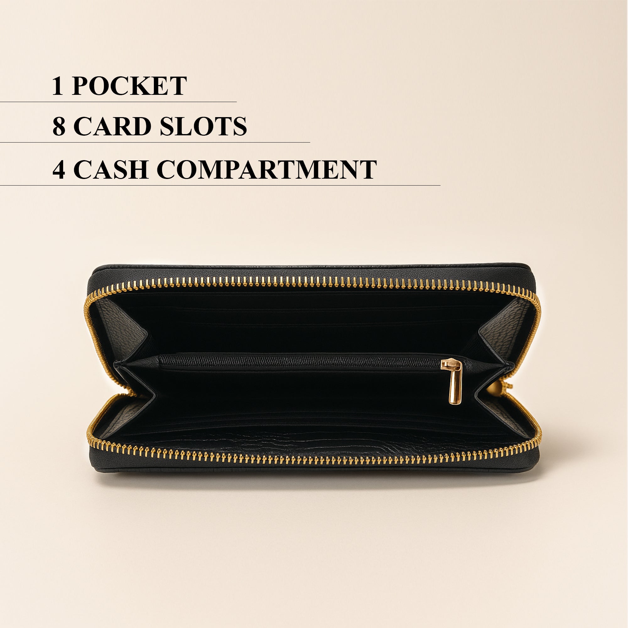 Carlton London Women Estelle Zip Around Textured Wallet with Gold Hardware