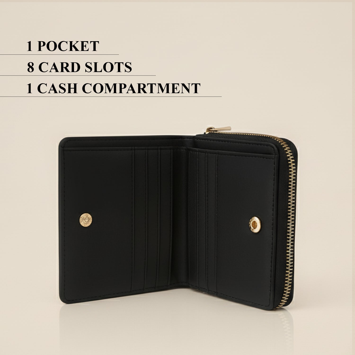 Carlton London Women Estelle Zip Around Textured Wallet with Gold Hardware