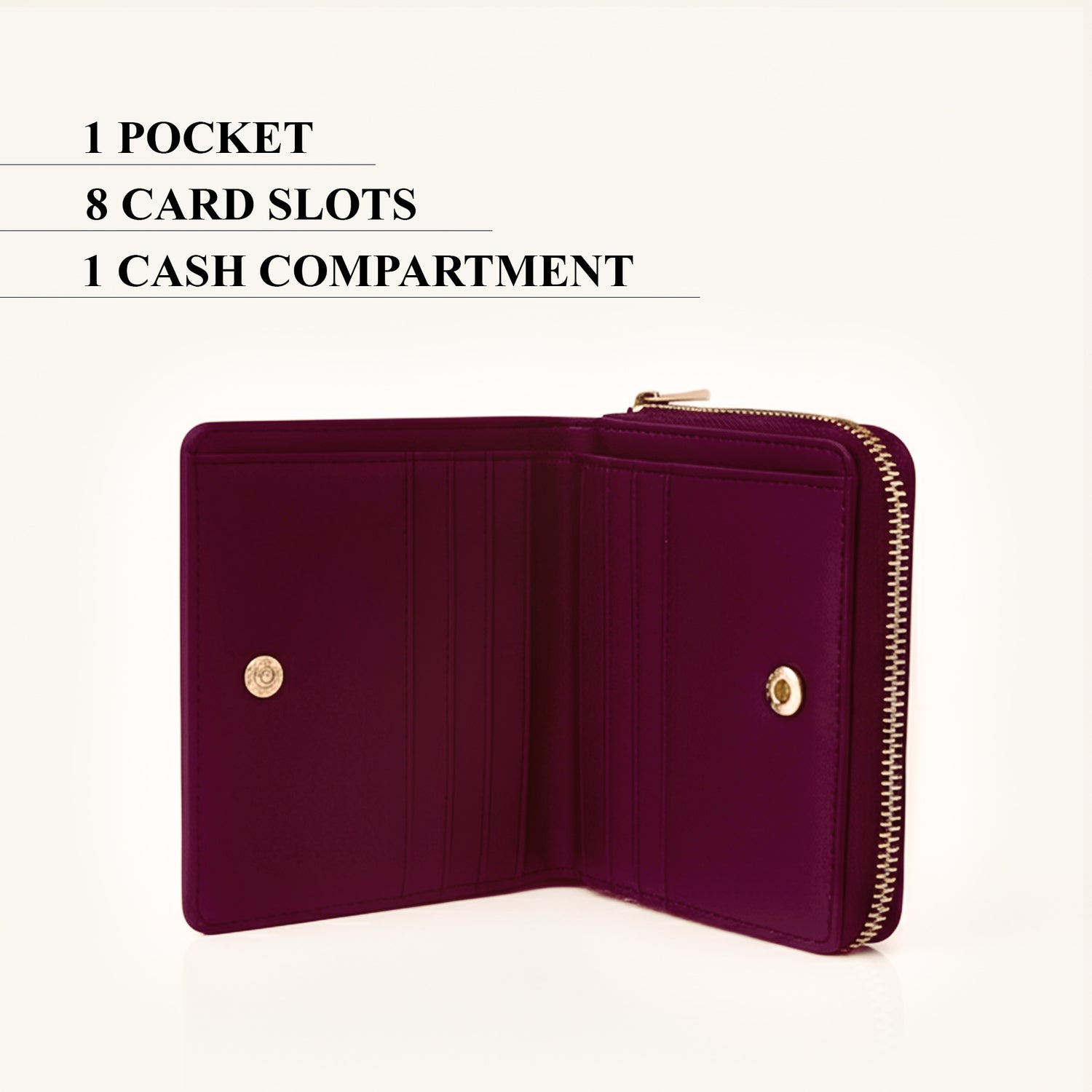 Carlton London Women Estelle Zip Around Textured Wallet with Gold Hardware