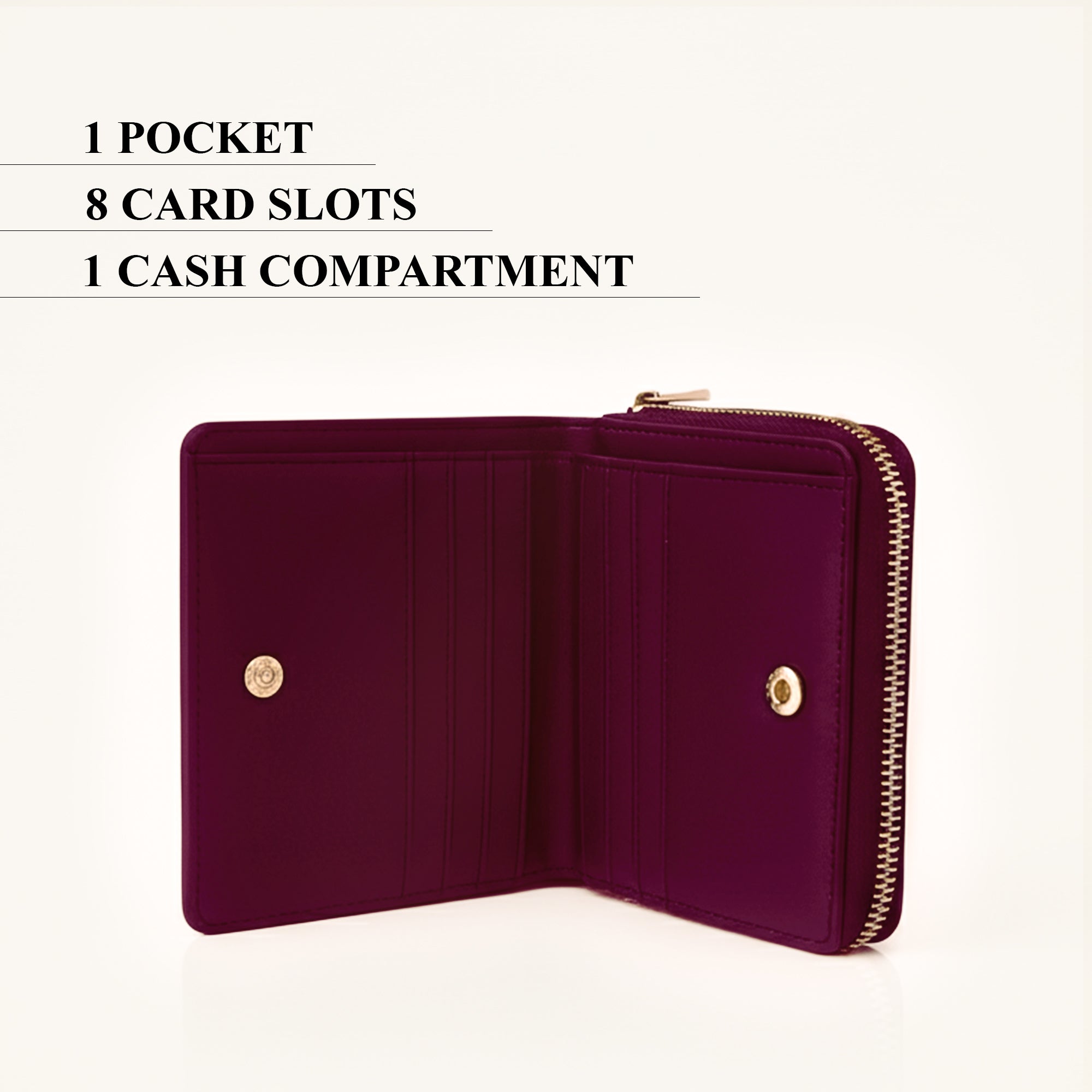 Carlton London Women Estelle Zip Around Textured Wallet with Gold Hardware