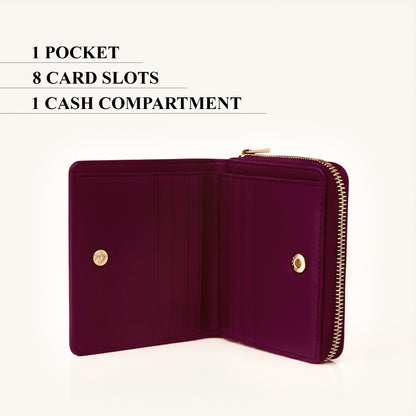 Carlton London Women Estelle Zip Around Textured Wallet with Gold Hardware