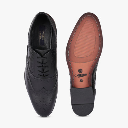 Men Black Leather Brogues