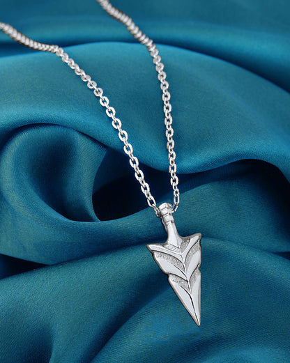 Men Rhodium Plated Arrow Pendant and Chain