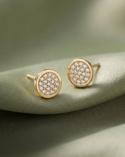 925 Sterling Silver with 18kt Gold Plated CZ Petite Circular Stud Earring