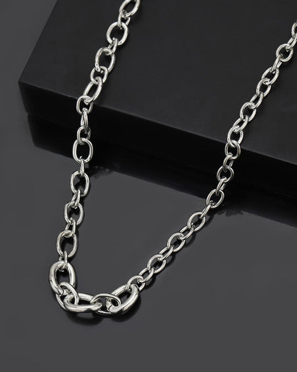 Men Silver Plated Cable Link Chain Necklace
