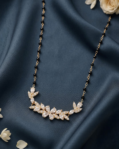 18kt Gold Plated CZ Studded Floral Mangalsutra