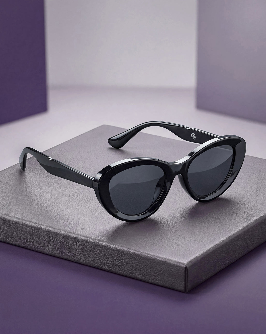 Women Black Toned UV Protected Black Lens Cateye Sunglasses