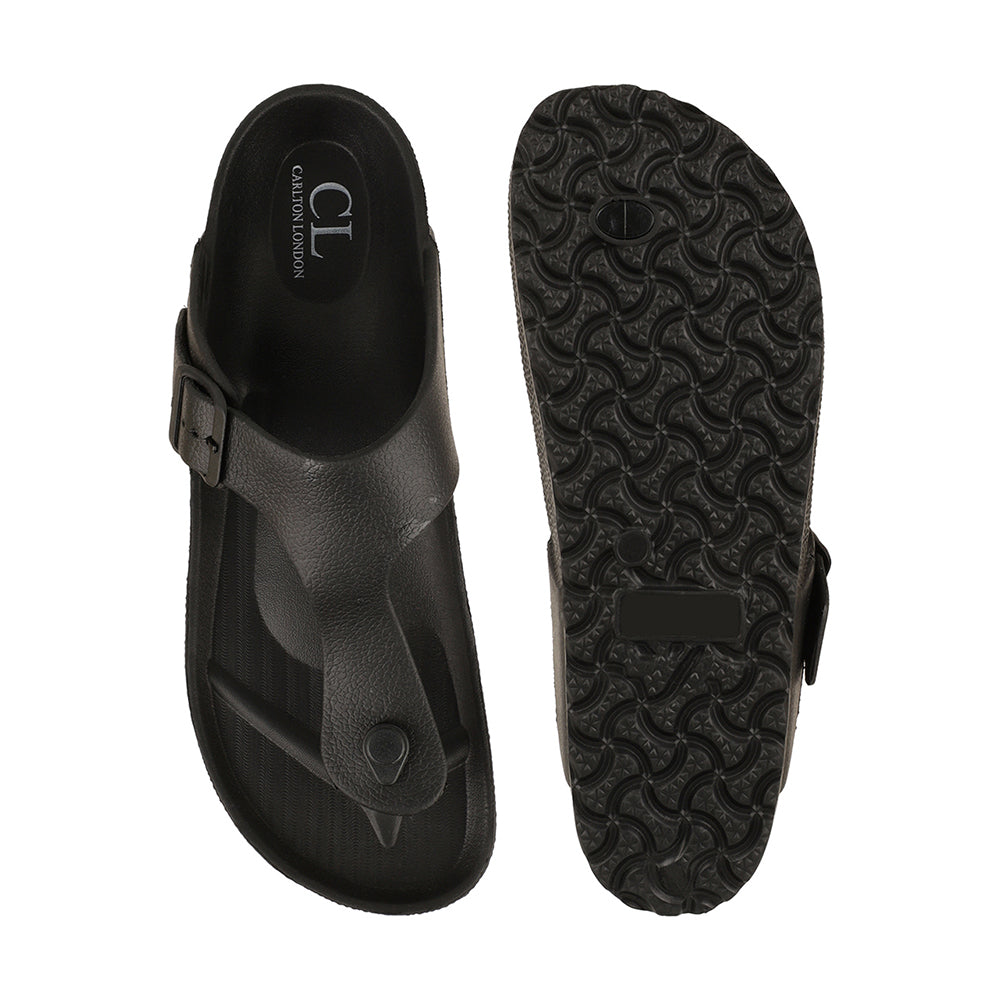 Men Solid Thong Slide with Adjustable Strap