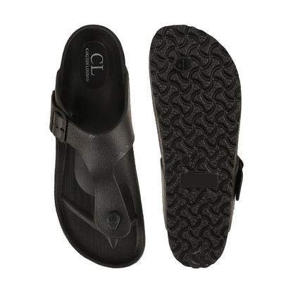 Men Solid Thong Slide with Adjustable Strap