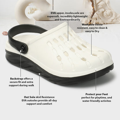 Men Two Tone Perforated Back Strap Clogs