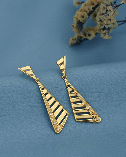925 Sterling Silver 18kt Gold Plated CZ Triangular Drop Earring