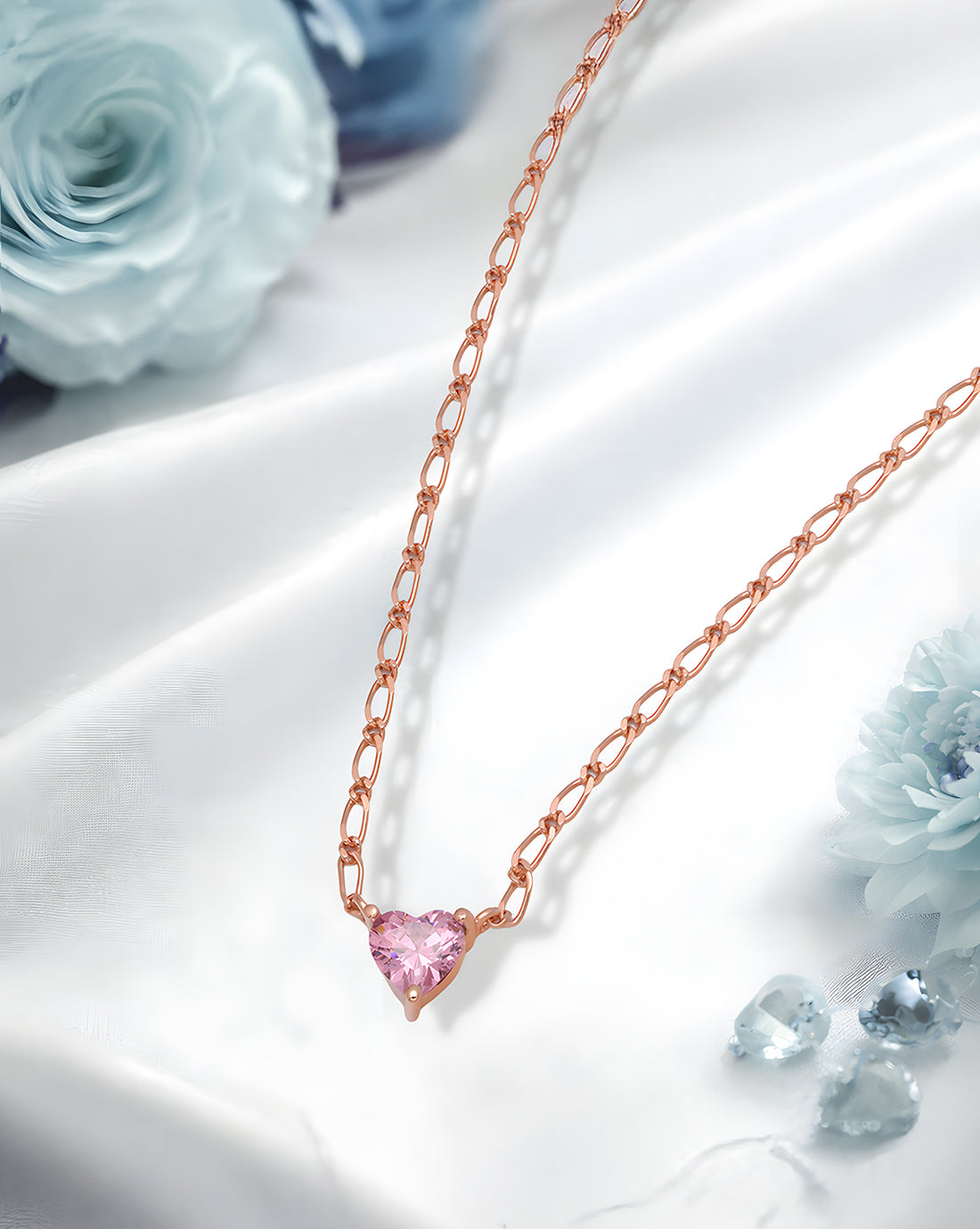 18kt Gold Plated Dangling Solitaire Heart Necklace