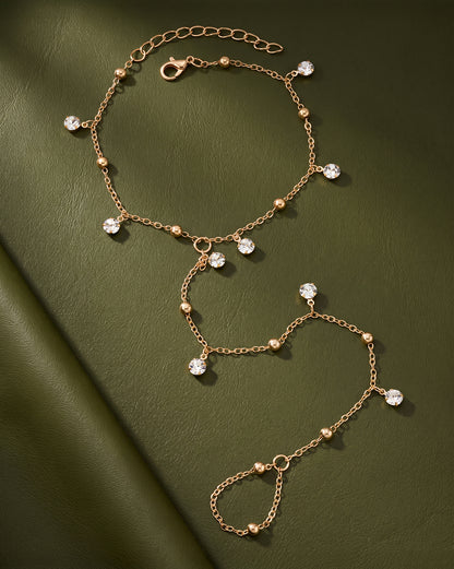 Rose Gold Plated Dainty Solitaire Foot Chain Anklet