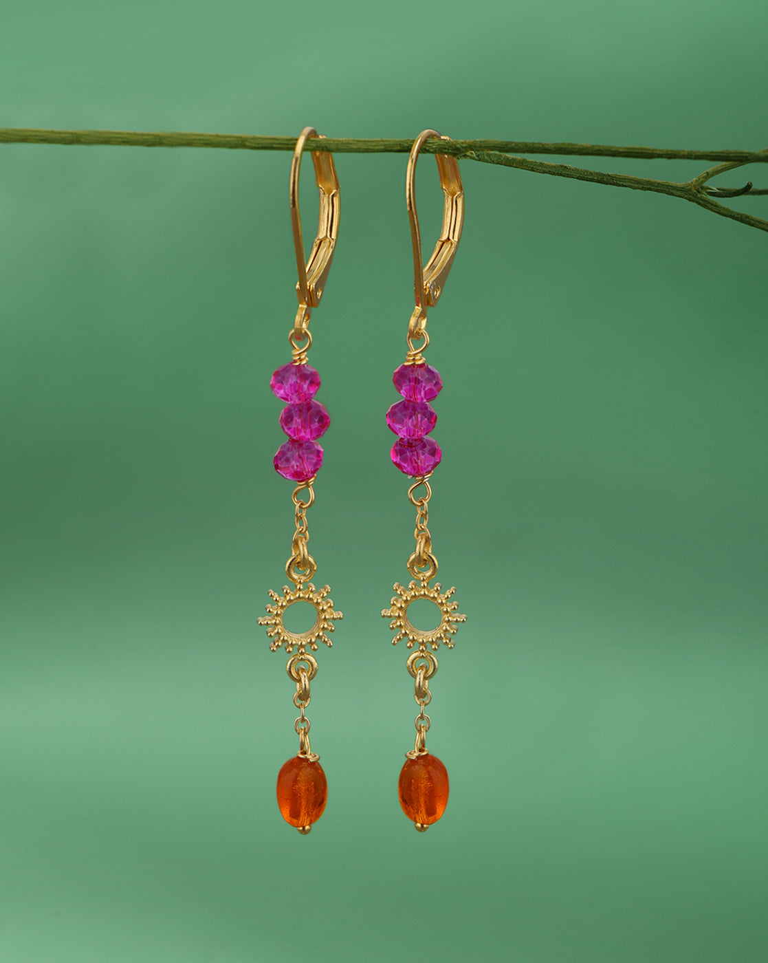 18kt Gold Plated Bohemian Beaded Celestial Drop Earring