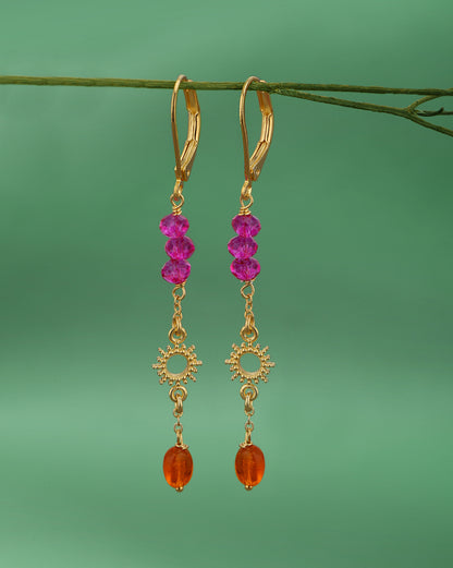 18kt Gold Plated Bohemian Beaded Celestial Drop Earring