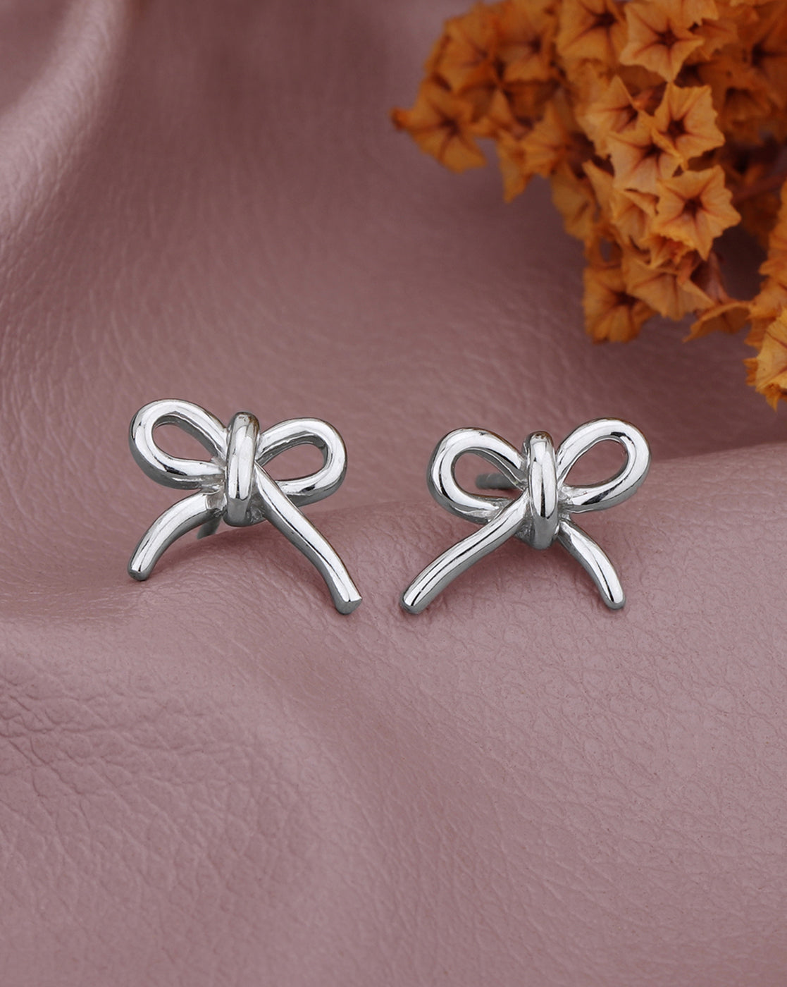 925 Sterling Silver Rhodium Plated Bow Mini Stud Earring