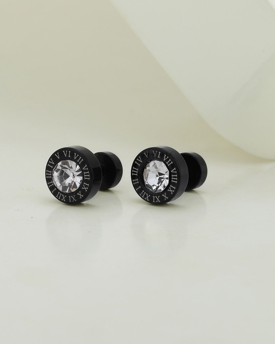 Men Black Toned Solitaire Stud Earring