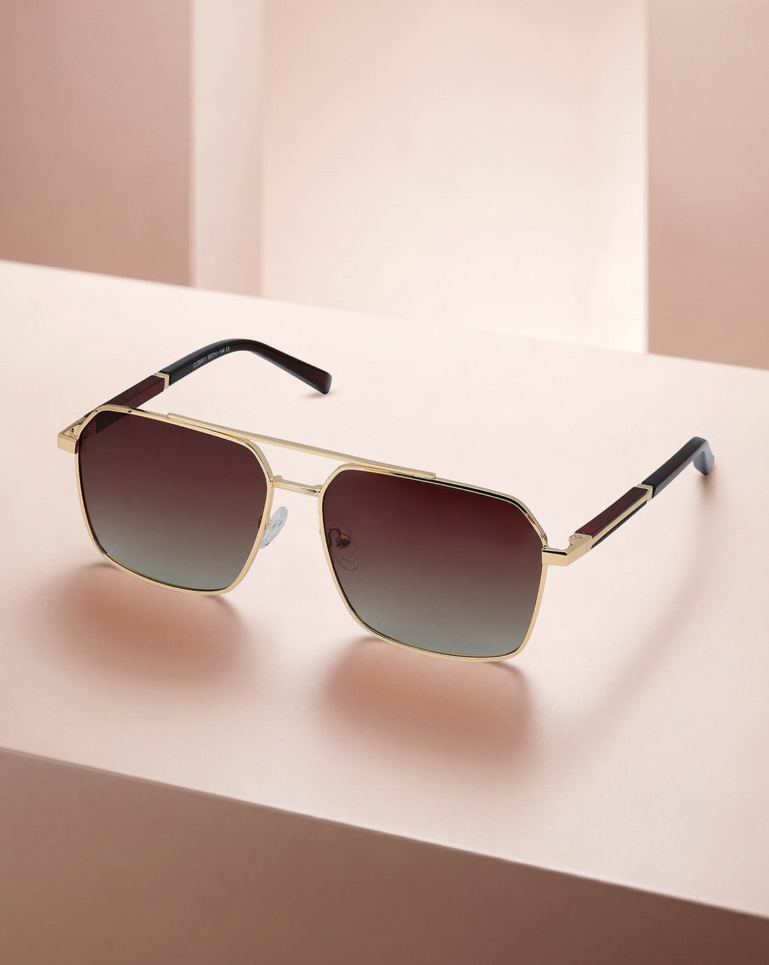 Premium Gold &amp; Brown Toned Polarised Gradient Lens Rectangle Sunglasses for women CLSW611