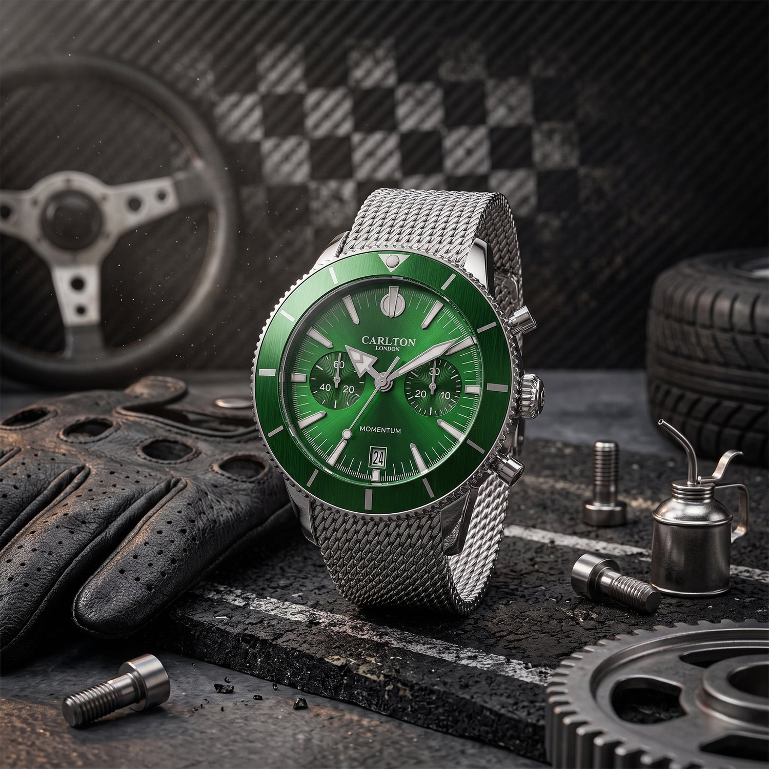 Carlton London Men Momentum Silver Green Analog Watch - CL-MT-SGRN