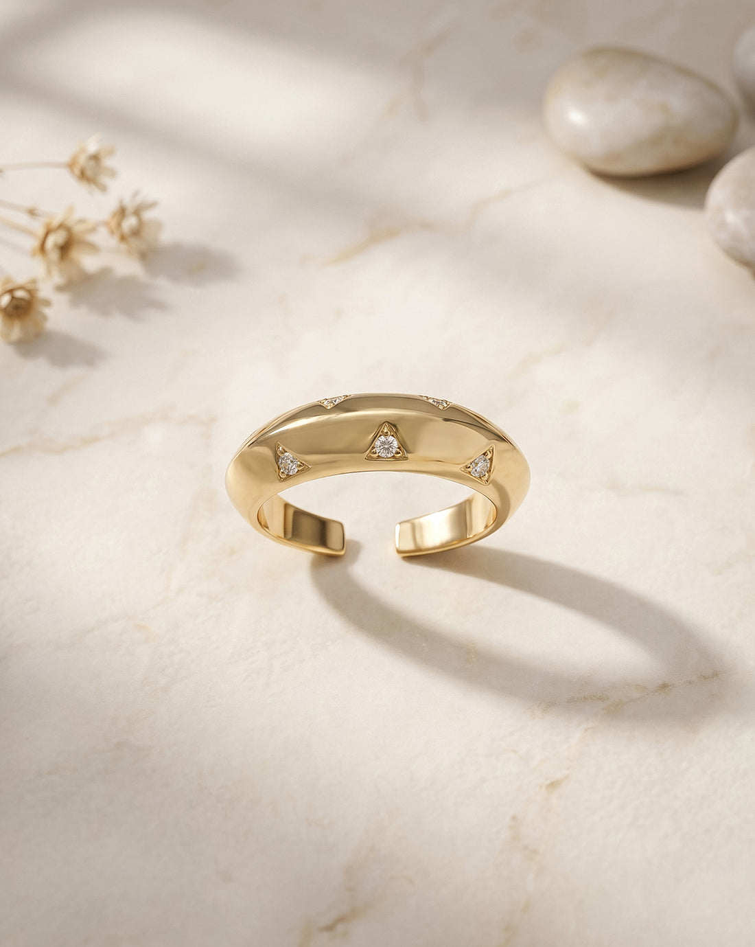 18kt Gold Plated CZ Adjustable Finger Ring