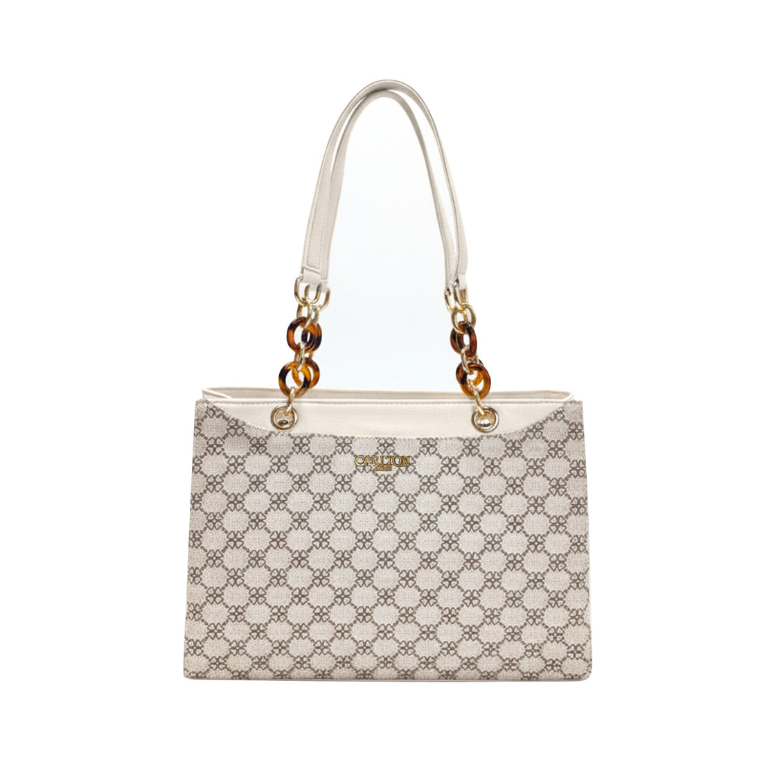 Carlton London Daphne Cream Printed Tote Bag  CLLP 1063 CREAM