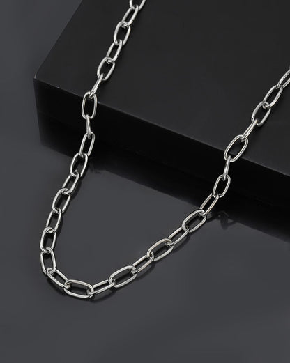 Men Elongated Oval Link Chain Necklace