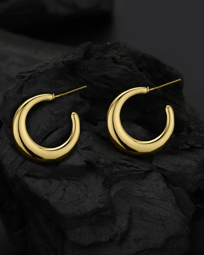 Gold Plated Sculptured Half Hoop Earring